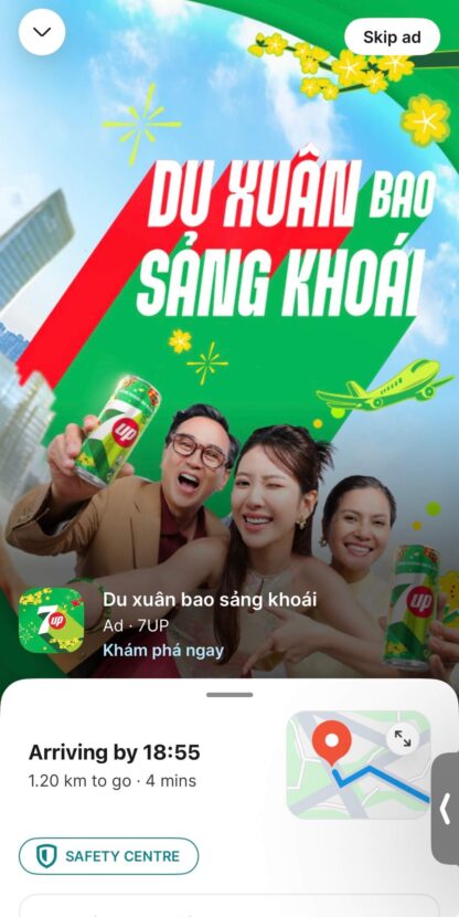 Grabのプロモーション広告の一環で、車内で7UPをもらった話。