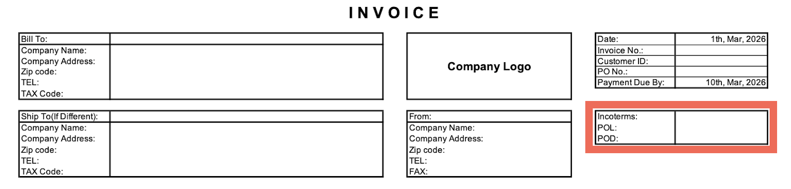 ベトナムから日本へ輸出する際の必要書類一覧_インボイス_Commercial Invoice_2-2-7.輸送条件・取引条件Incoterms_2-2-8.出荷港・到着港